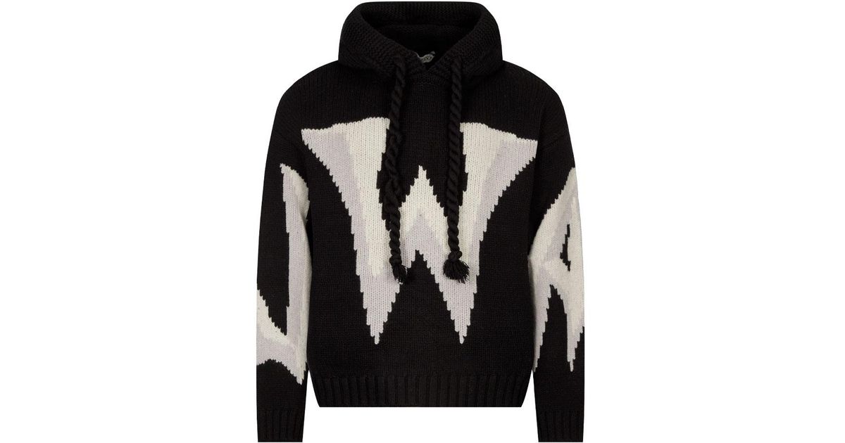 JW Anderson Wool Jw Anderson Gothic Logo Knitted Hoodie - / Off White in Black for Men - Save 3% 