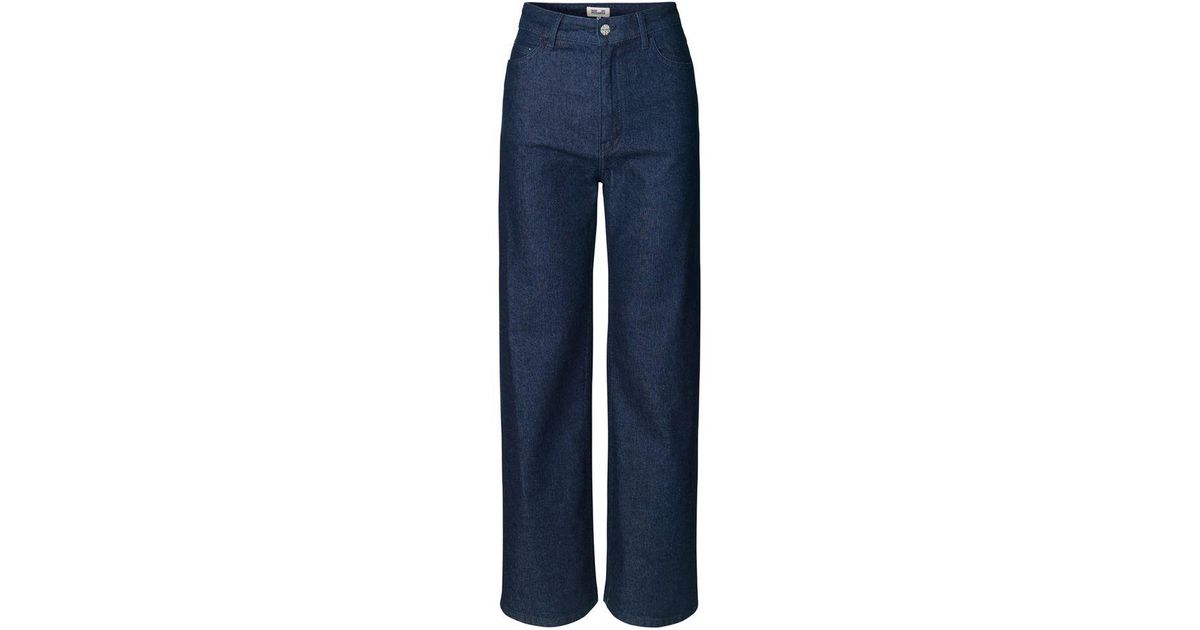 Claudie Pierlot Denim Pluton Frayed Studded High-rise Straight-leg Jeans in Blue Womens Clothing Jeans Straight-leg jeans 