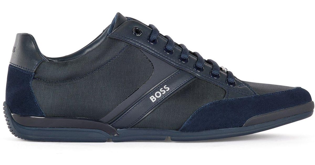 BOSS by HUGO BOSS Saturn Lowp Nyrs Trainer In Navy in Blue for Men | Lyst