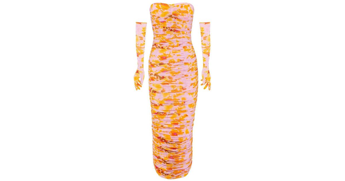 Alex Perry Synthetic Parton Strapless Dress With Gloves in Orange | Lyst