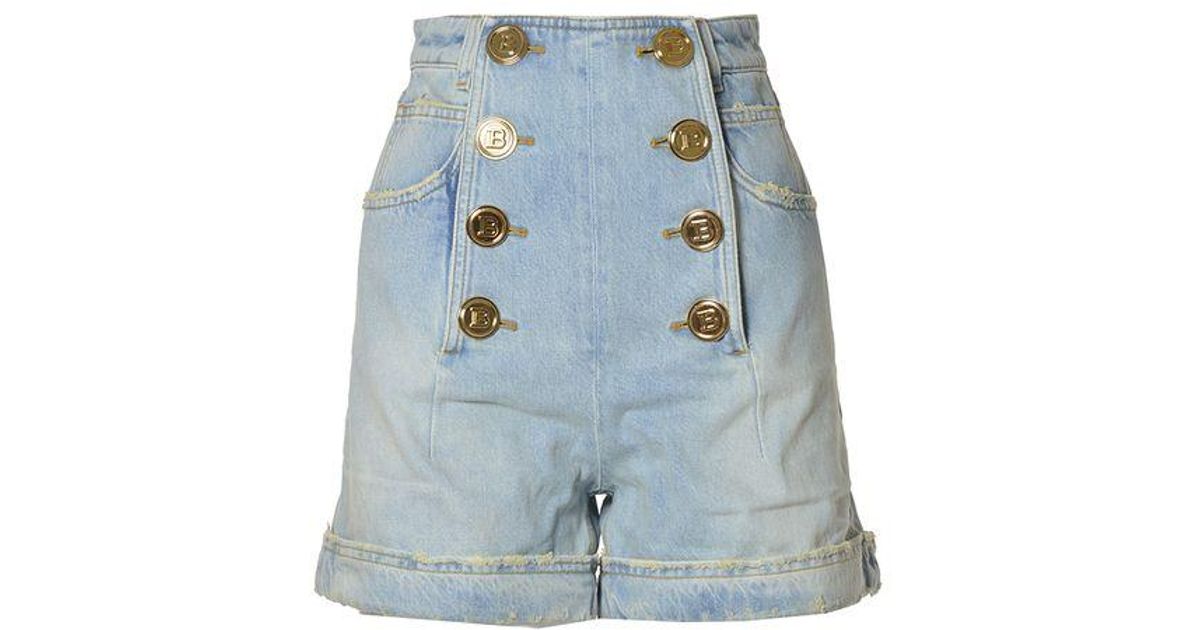 Balmain Shorts Denim in Blue | Lyst 