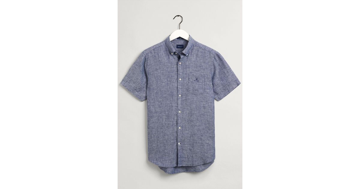 GANT Persian Regular Fit Linen Short Sleeve Shirt 3012421 423 in Blue for  Men | Lyst