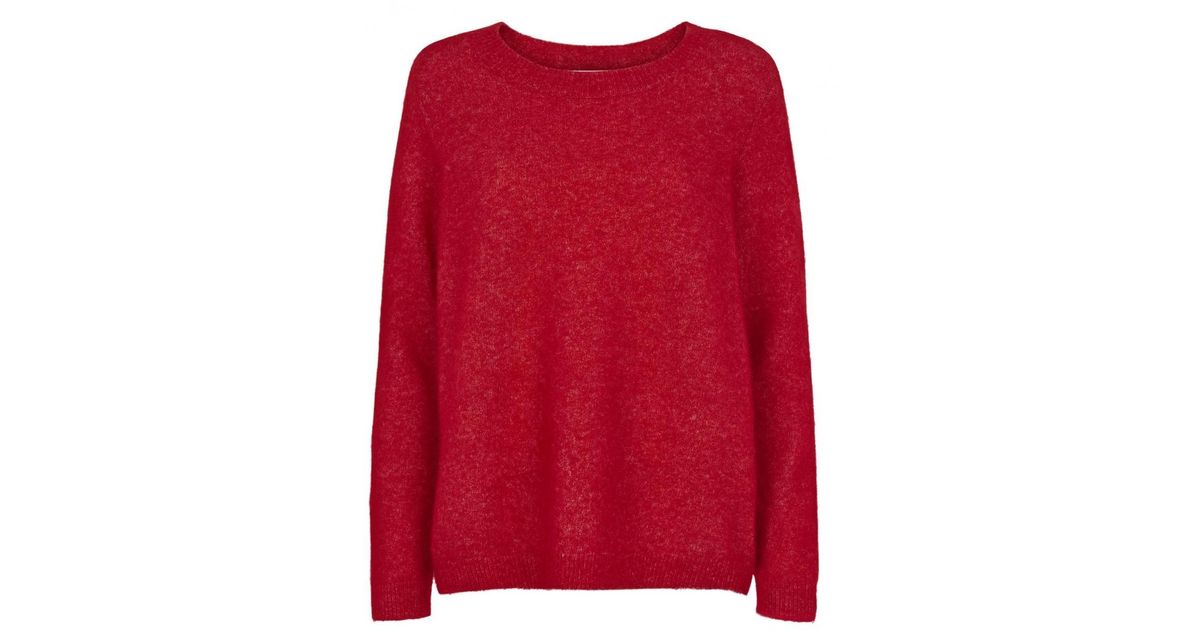 Just Female Wool Chiba Knit Sweater in Red - Lyst