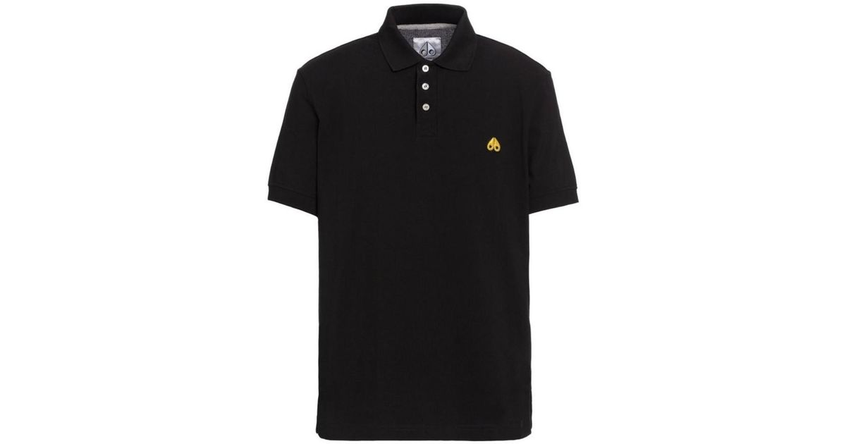 Moose Knuckles Cotton Gold Logo Pique Polo Shirt in Black for Men | Lyst