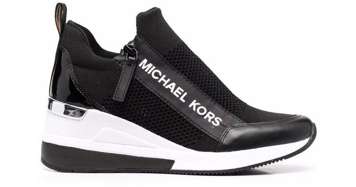 Michael Kors Faux Leather Sneakers in Black | Lyst UK