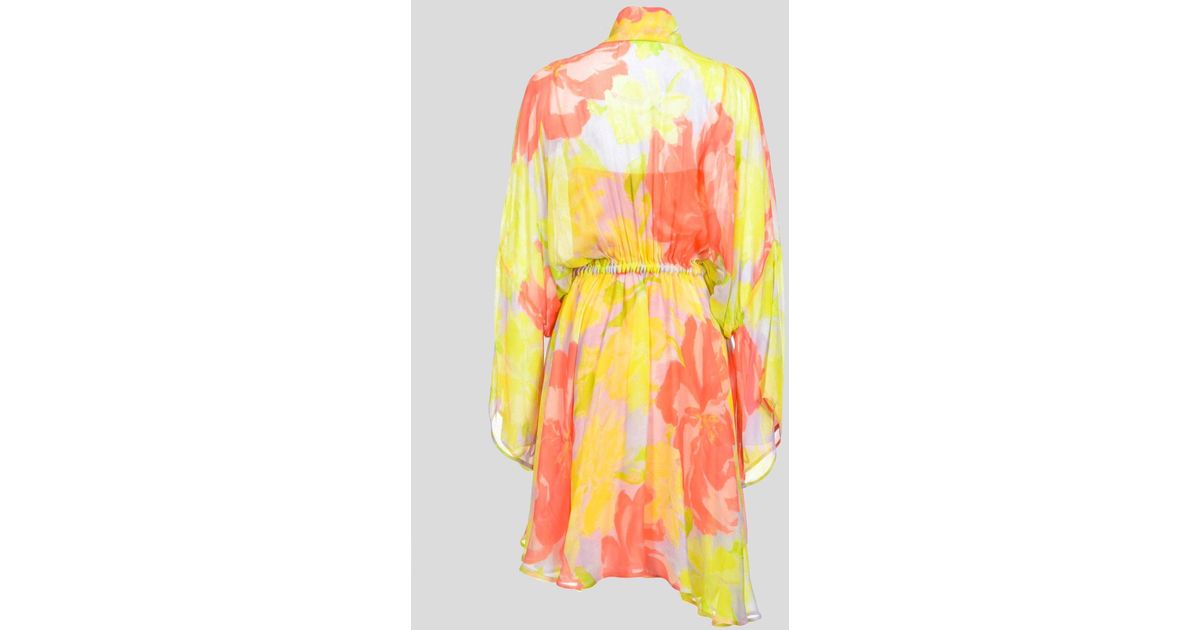 Pinko Synthetic Coral And Yellow Floral 