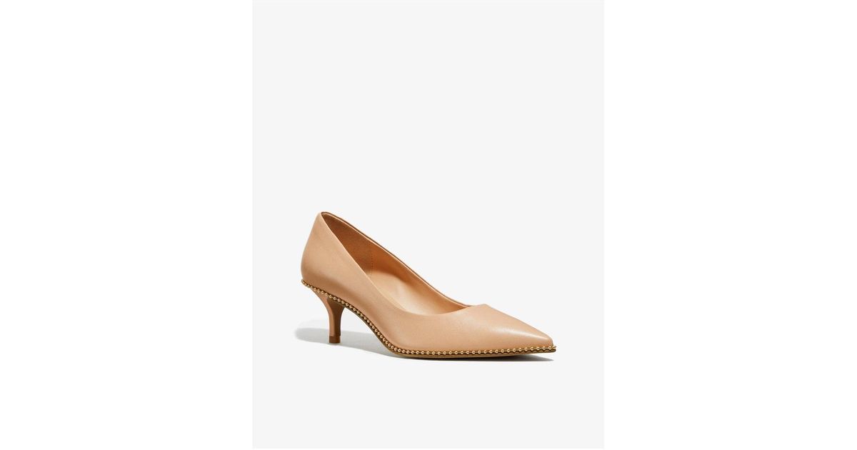 COACH Jackie Leather Pump Heel in Natural Lyst
