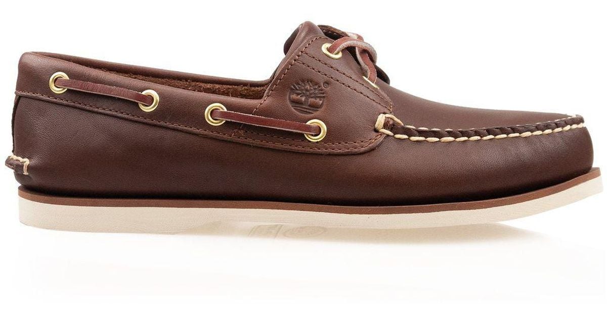 timberland classic boat shoe md brown full grain