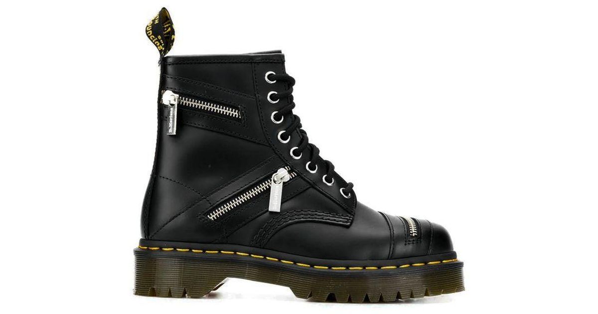 Dr. Martens Leather 1460 Bex Zipper in Black Lyst