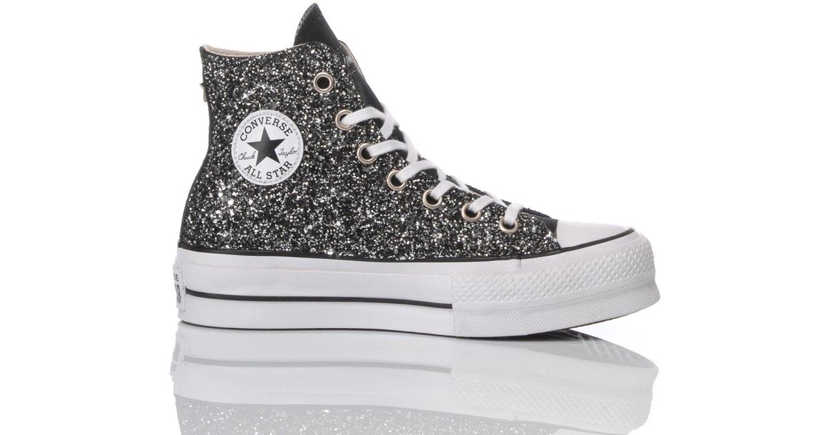 black glitter converse trainers