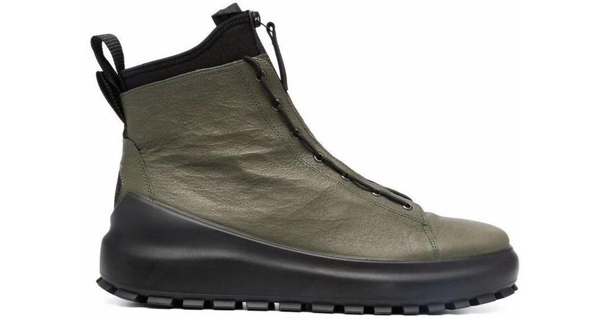 Stone Island Leather Hi Top Sneakers in Green for Men - Lyst