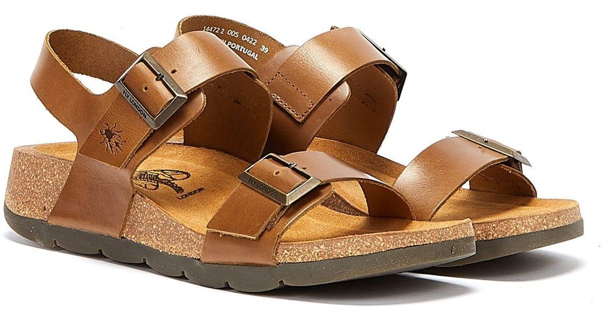Fly London Leather Ceke Camel Sandals in Brown | Lyst