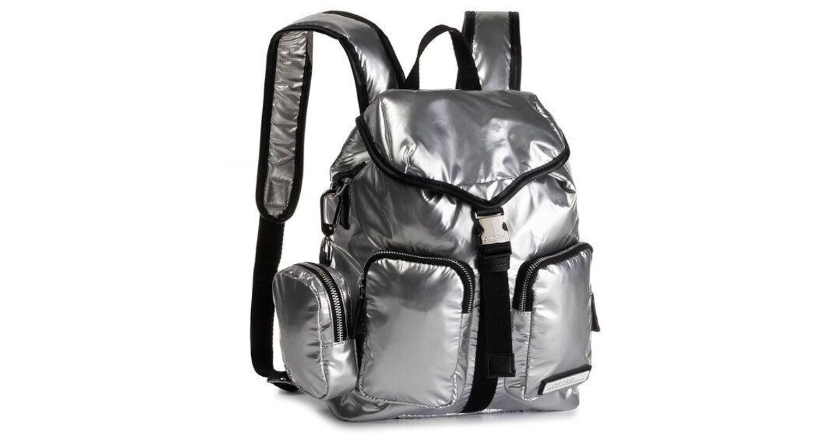 Calvin Klein Backpack With Pockets in Silver (Metallic) Lyst