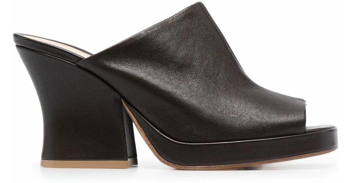 block heel leather mules