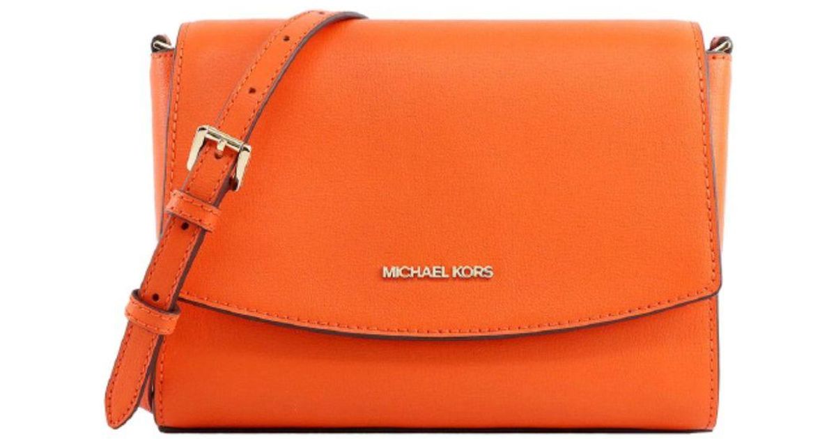 Michael Kors Leather Ellis Medium Flap Messenger in Orange Lyst
