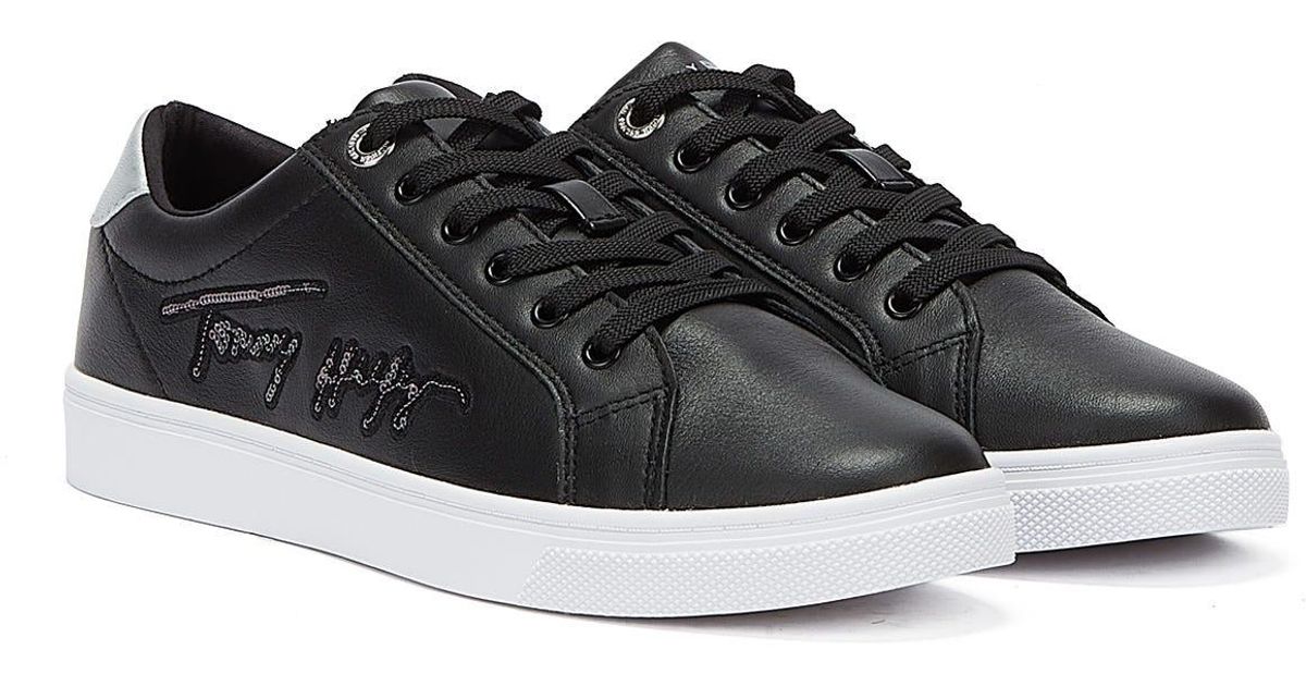 Tommy Hilfiger Signature Essential Cupsole Sneakers in Black | Lyst