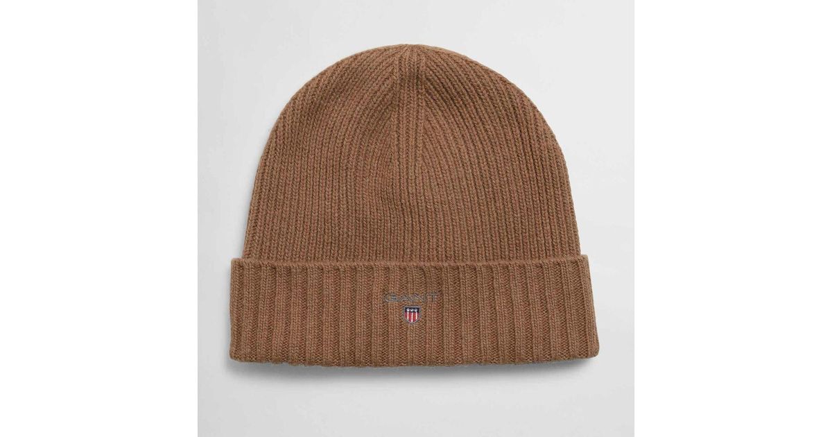 GANT Wool Lined Beanie in Brown for Men 