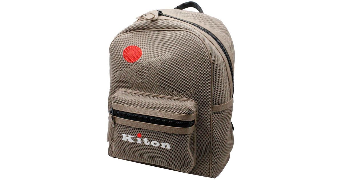 Kiton Backpack In Textured Technical Fabric With Leather Inserts for
