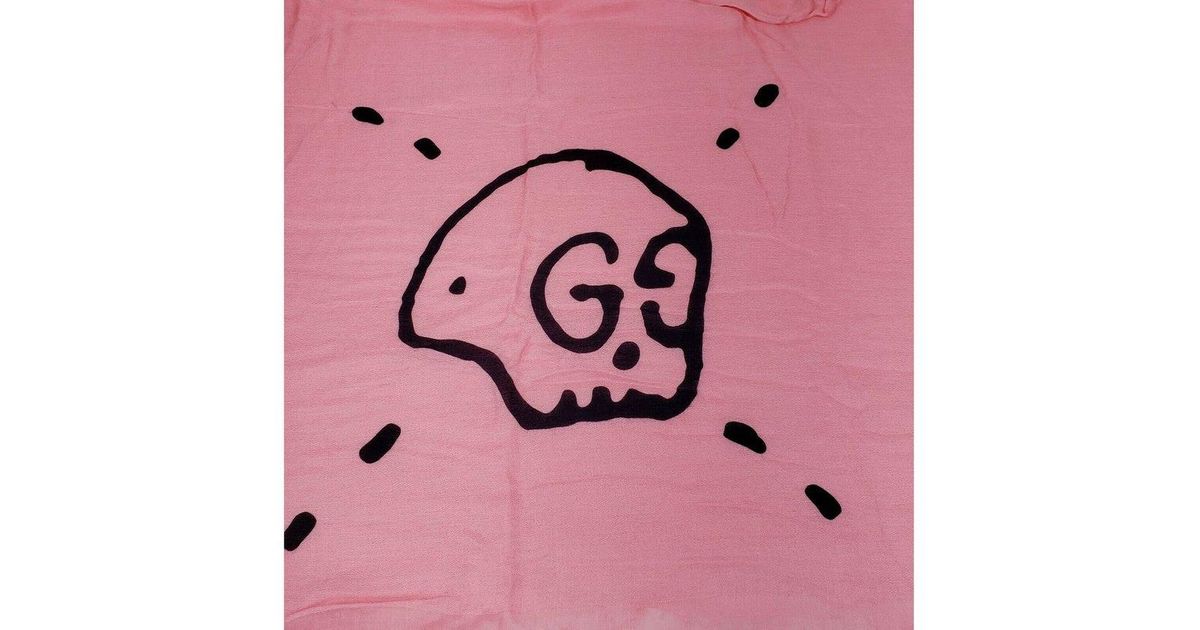 Gucci Ghost Modal / Cashmere / Silk With Skull GG Print Scarf 460287