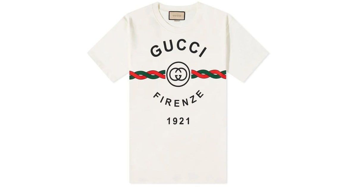 Gucci 'firenze 1921' Print T-shirt White for Men | Lyst