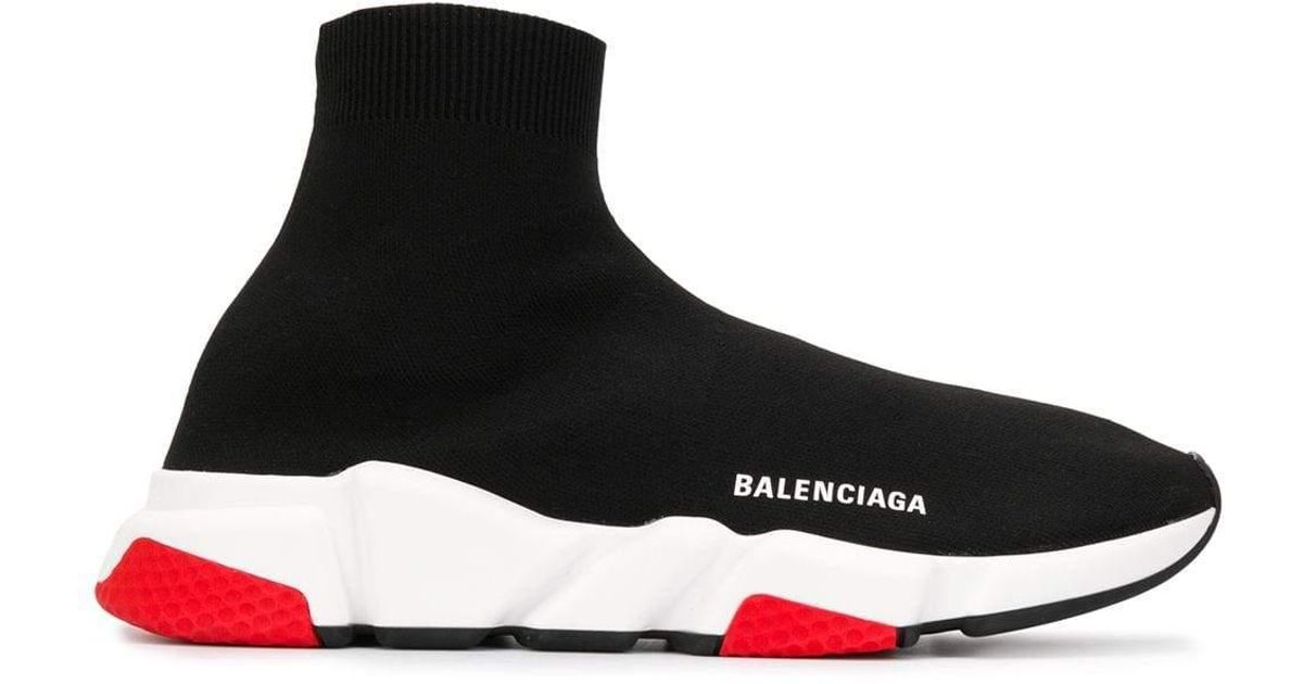 Balenciaga Synthetic Speed Sock Sneakers in Black/Red (Black) for Men ...