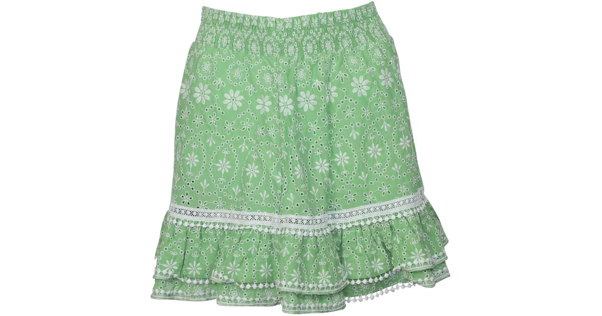 Charo Ruiz Cotton Humy Broderie Anglaise Skirt in Green | Lyst