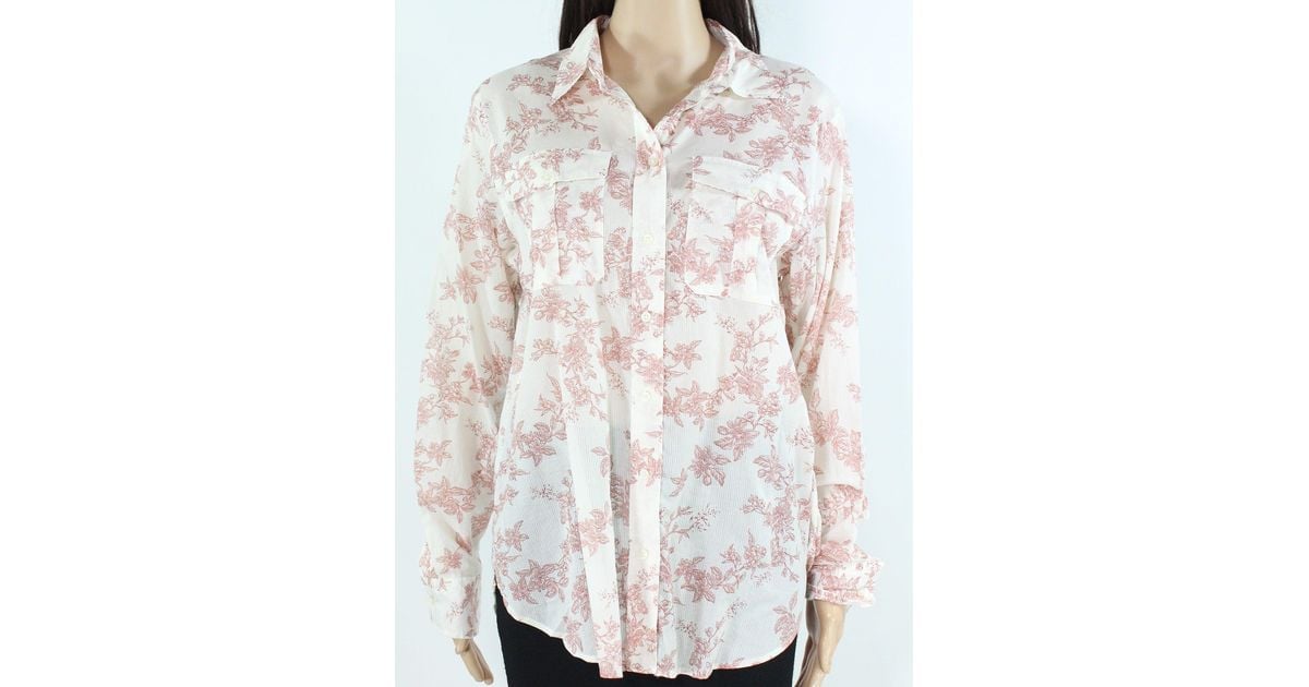 Ralph Lauren Cotton Lauren By Blouse Size Large L Floral in White Lyst