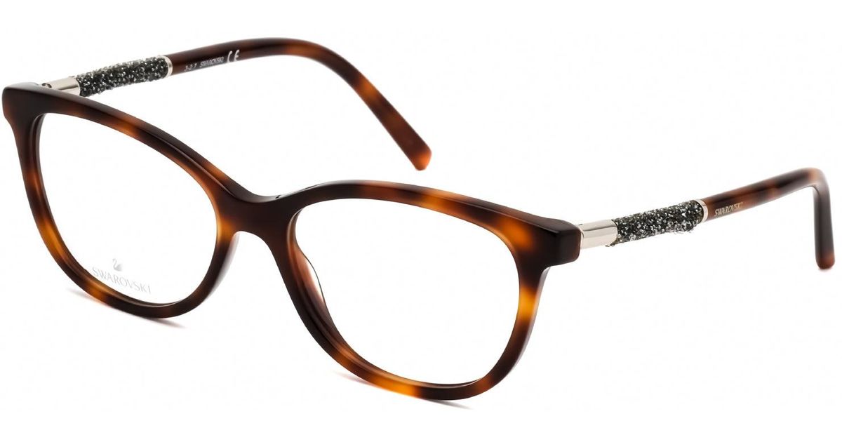 Swarovski Oval Plastic Eyeglasses Blonde Havana / Clear Lens in Black ...