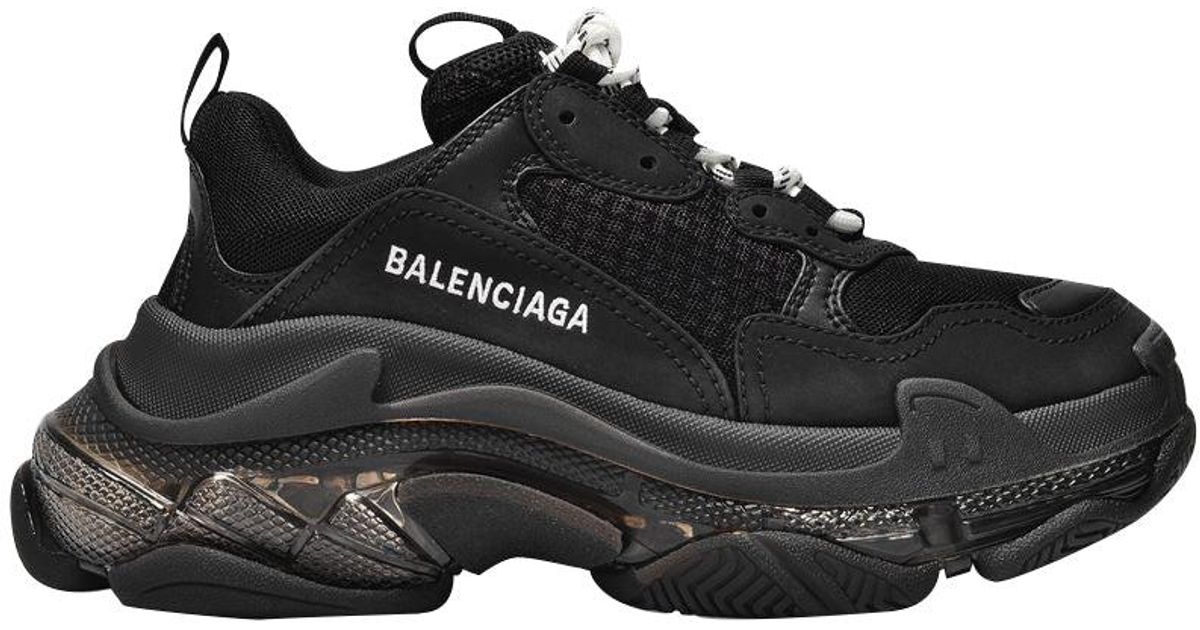 Balenciaga Denim Triple S Clearsole Sneakers In Mesh in Black - Lyst