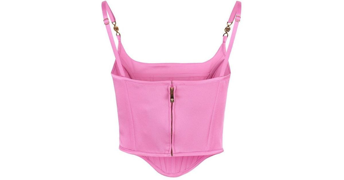 Versace Satin Corset Style Top in Pink | Lyst