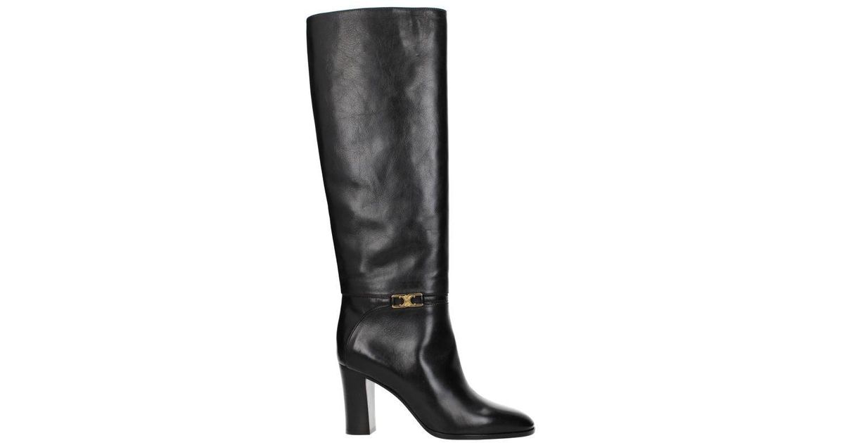 Celine Leather Boots & Booties in Black - Lyst