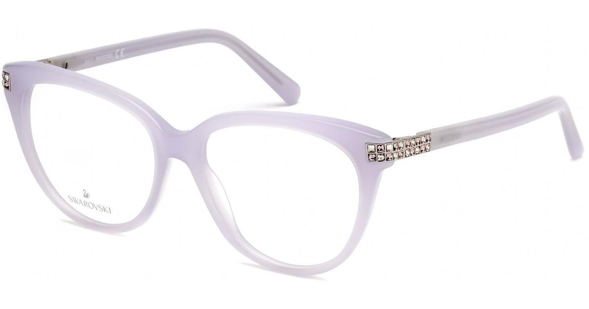 Swarovski Cat Eye Plastic Eyeglasses Shiny Lilac / Clear Lens in Black