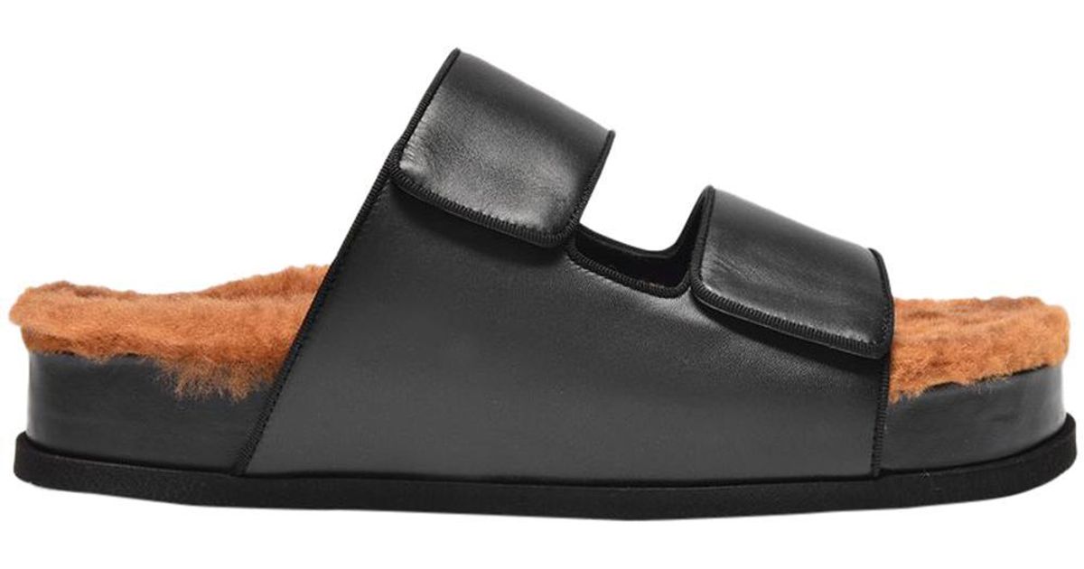 neous dombai shearling lined leather slides