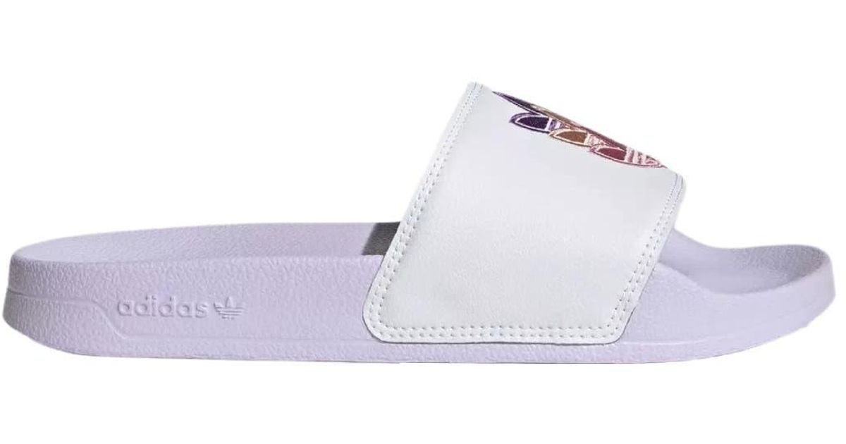 adidas Synthetic Adilette Lite Slides (white/purpletint/purpletint, in Black | Lyst