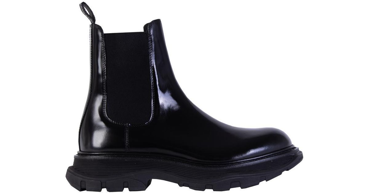 Alexander McQueen Leather Chelsea Boots in Black for Men | Lyst