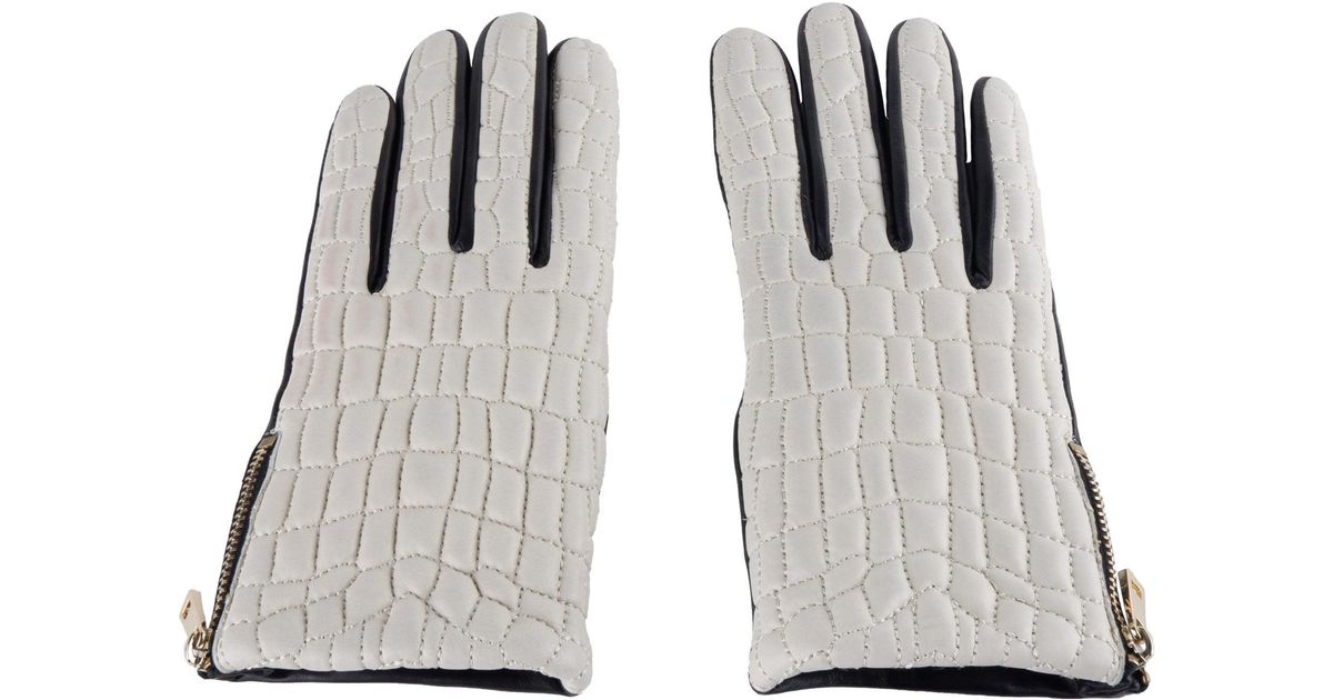 Class Roberto Cavalli Grey Cqz.003 Lamb Leather Gloves in Gray - Lyst