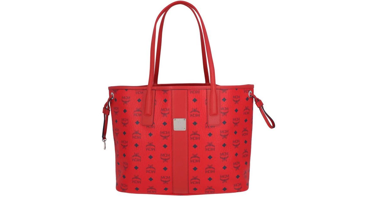 MCM Reversible Liz Shopper In Visetos In Red | Lyst