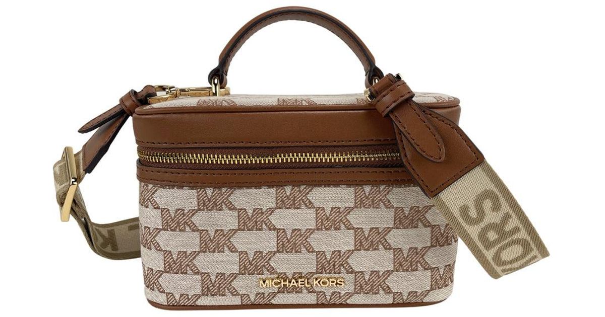Michael Kors Jet Set Medium Luggage Jacquard Canvas Zip Trunk Crossbody