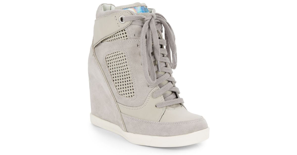 gray wedge sneakers