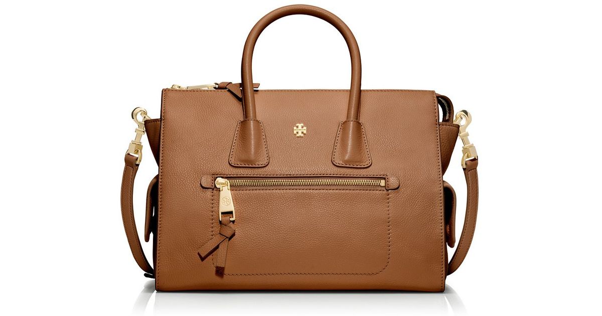 Tory Burch Emerson Satchel in Brown | Lyst