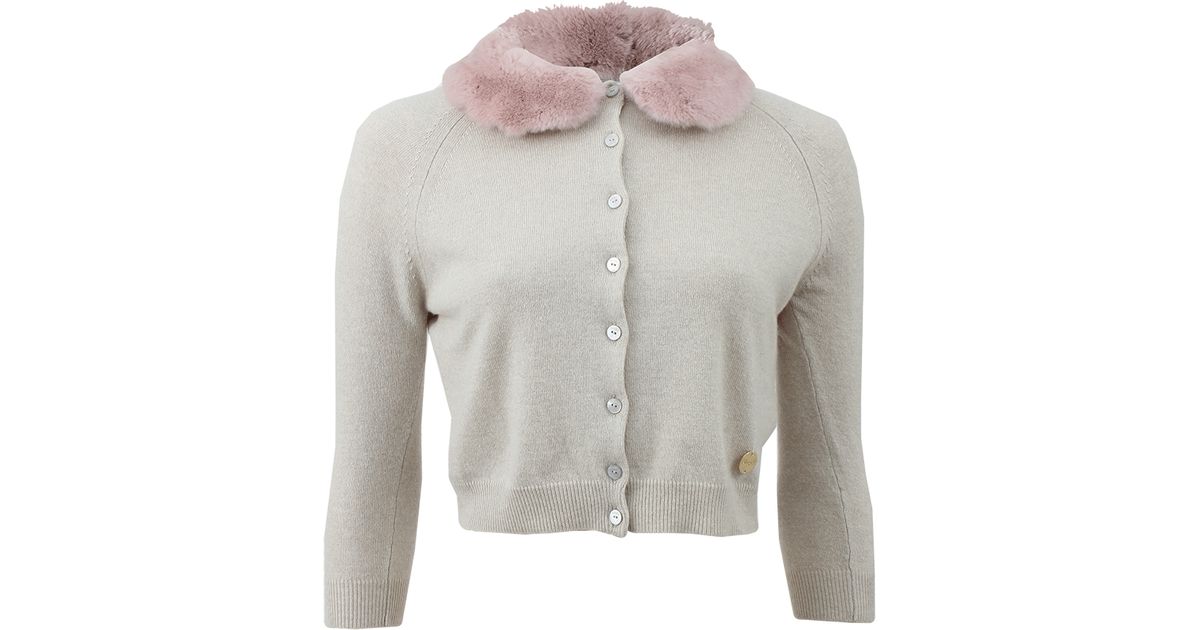 cardigan with fur collar