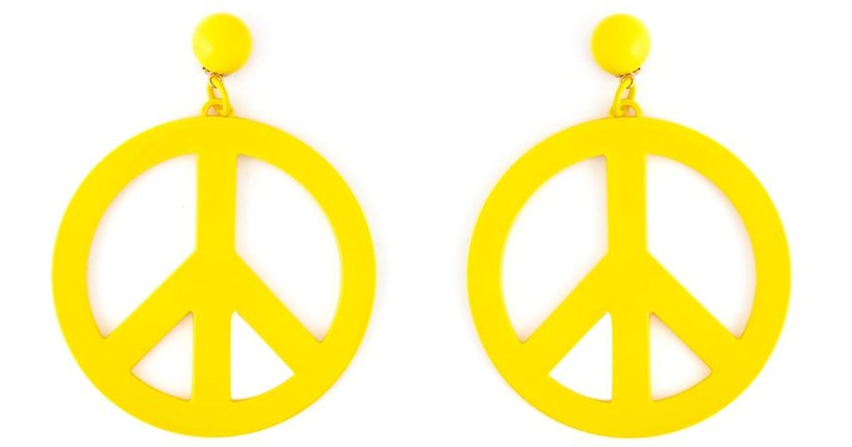 Moschino Peace Sign Earrings in Yellow 