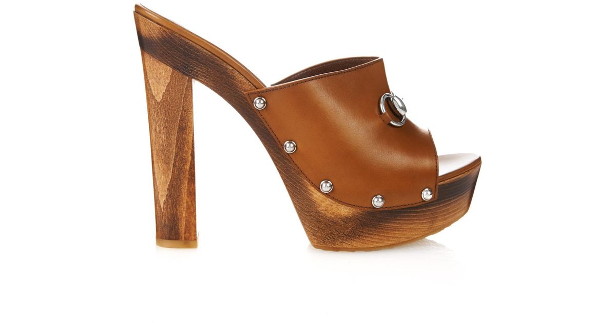 tan gucci mules