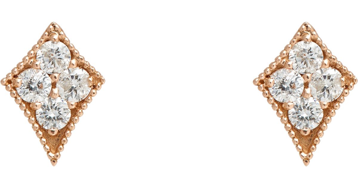 Lyst Sara Weinstock Diamond Rose Gold Kite Shaped Studs In Pink