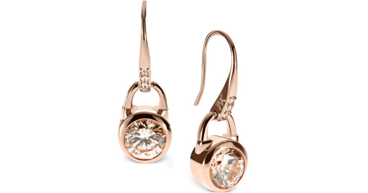 Michael Kors Rose Goldtone Silk Padlock Drop Earrings in Metallic - Lyst