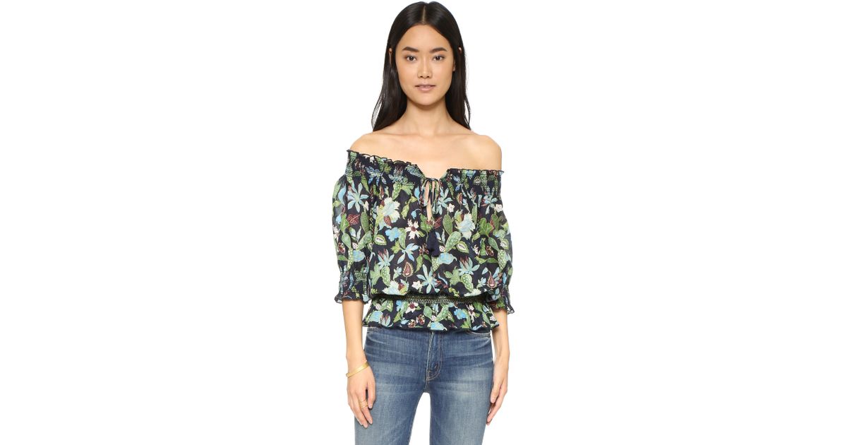 tory burch smocked cotton top