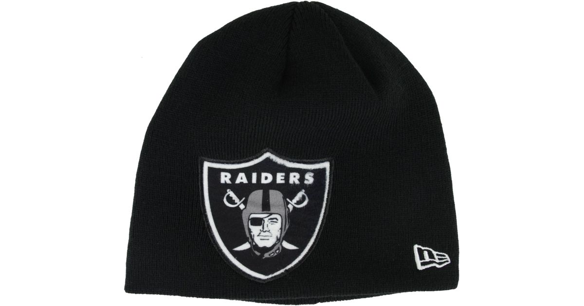 KTZ Oakland Raiders Oversized Logo Knit Hat in Black for Men - Lyst