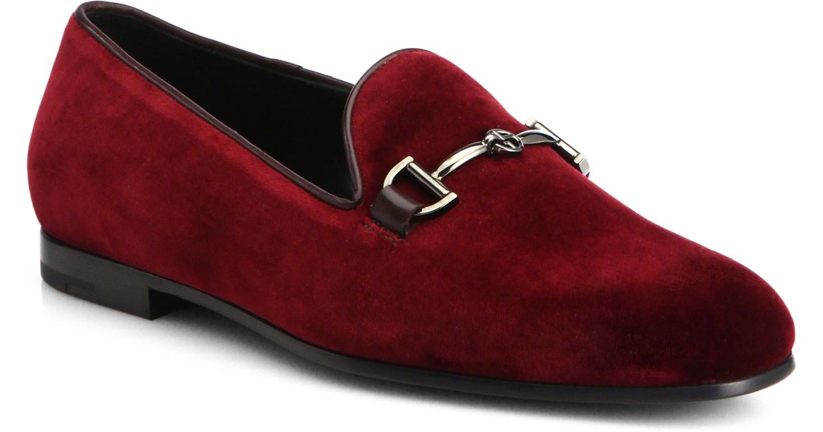velvet red loafers