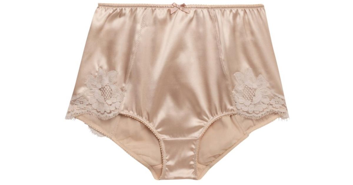 Dolce & Gabbana Satin And Lace High-waisted Briefs in Natural | Lyst