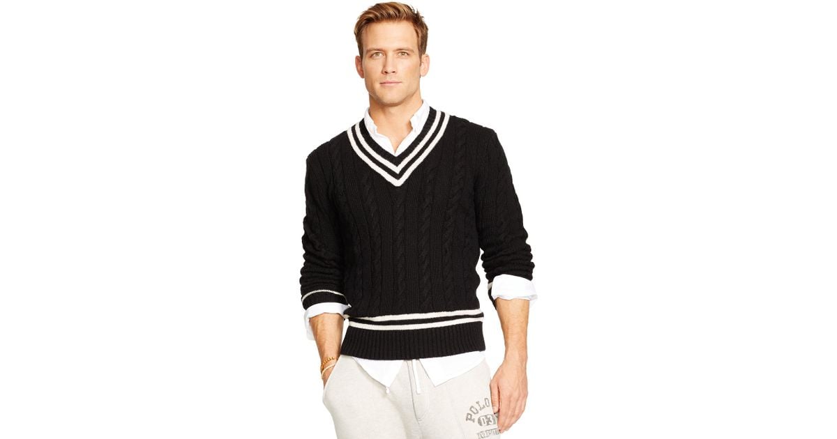 Ralph Lauren CottonBlend Cricket Sweater in Black for Men Lyst